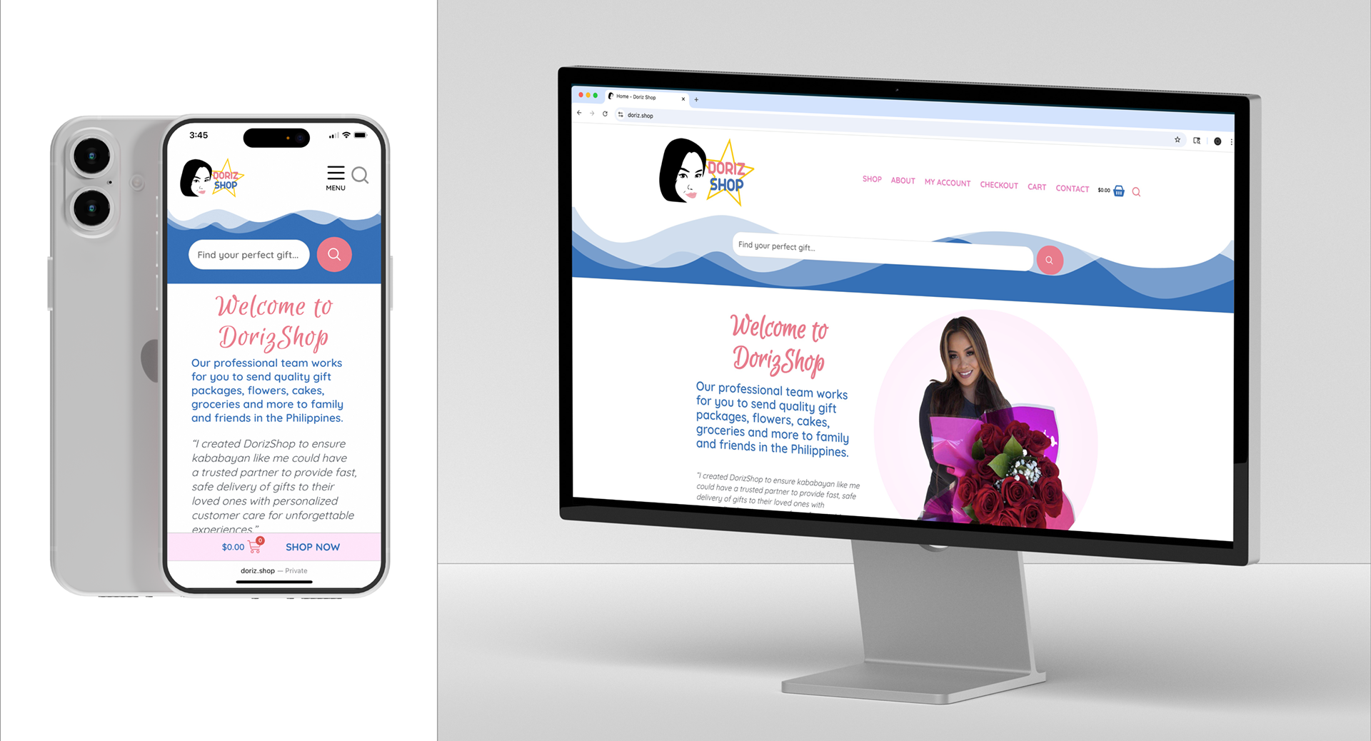 Doriz Shop | mobile and desktop views