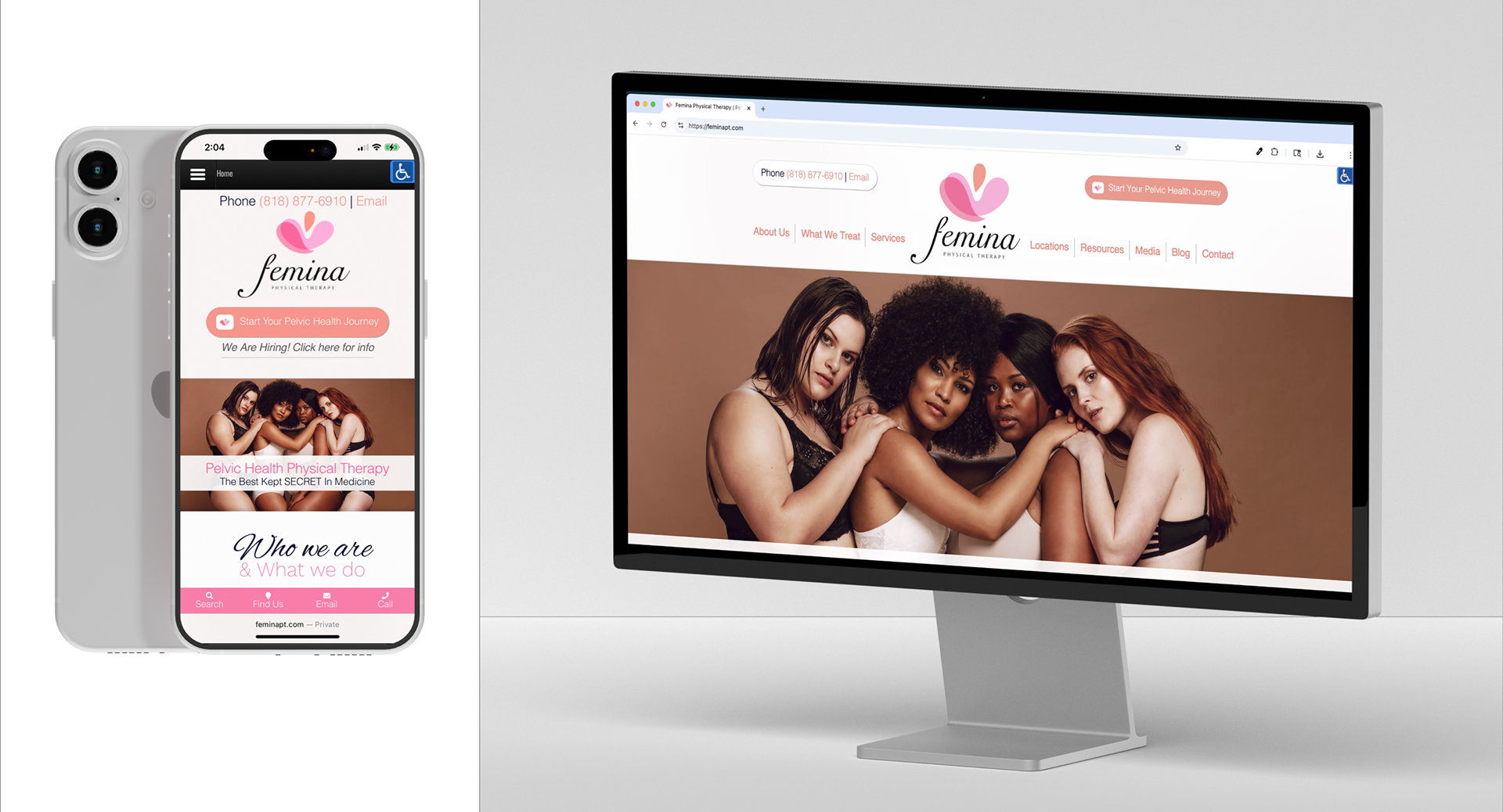 Femina Physical Therapy | mobile and desktop views
