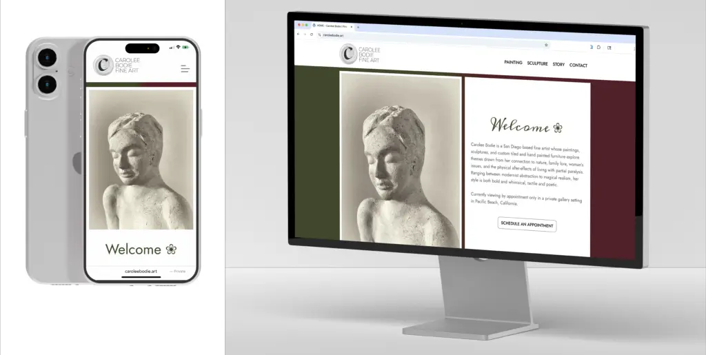 Carolee Bodie Fine Art mobile and desktop site views