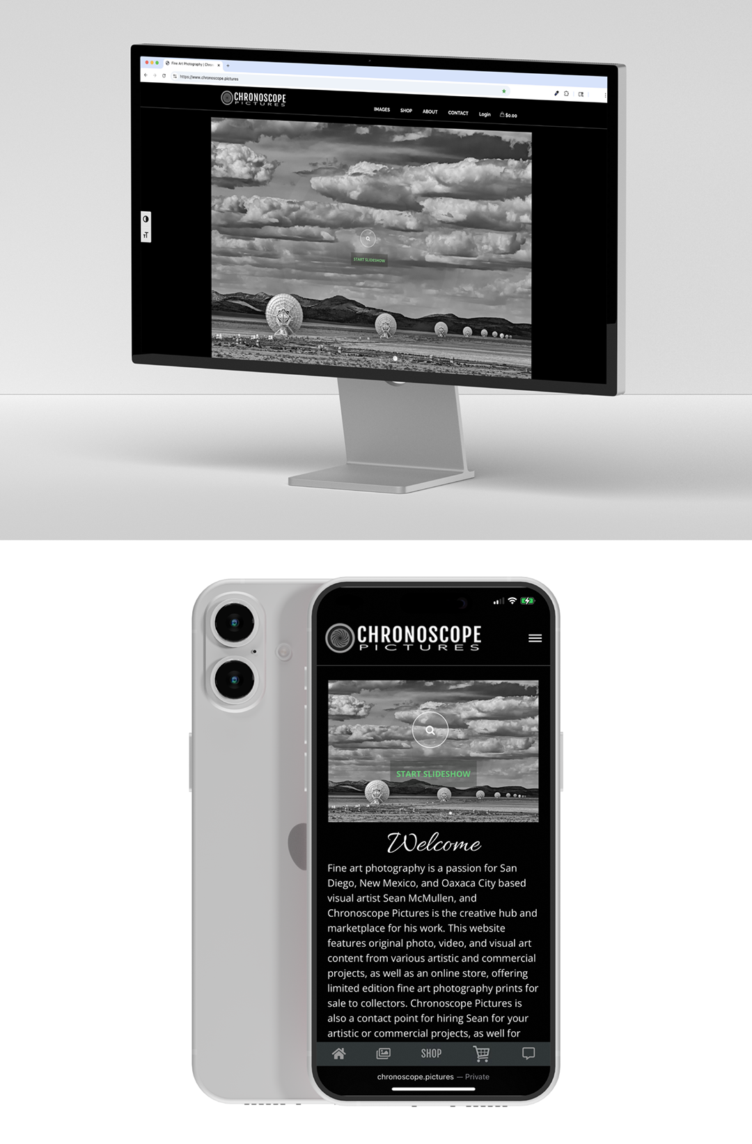 Chronoscope Pictures DorizShop mobile and desktop site views