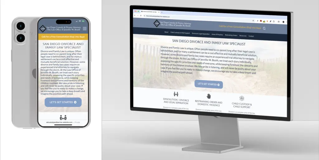 Jennifer Booth Attorney mobile and desktop site views