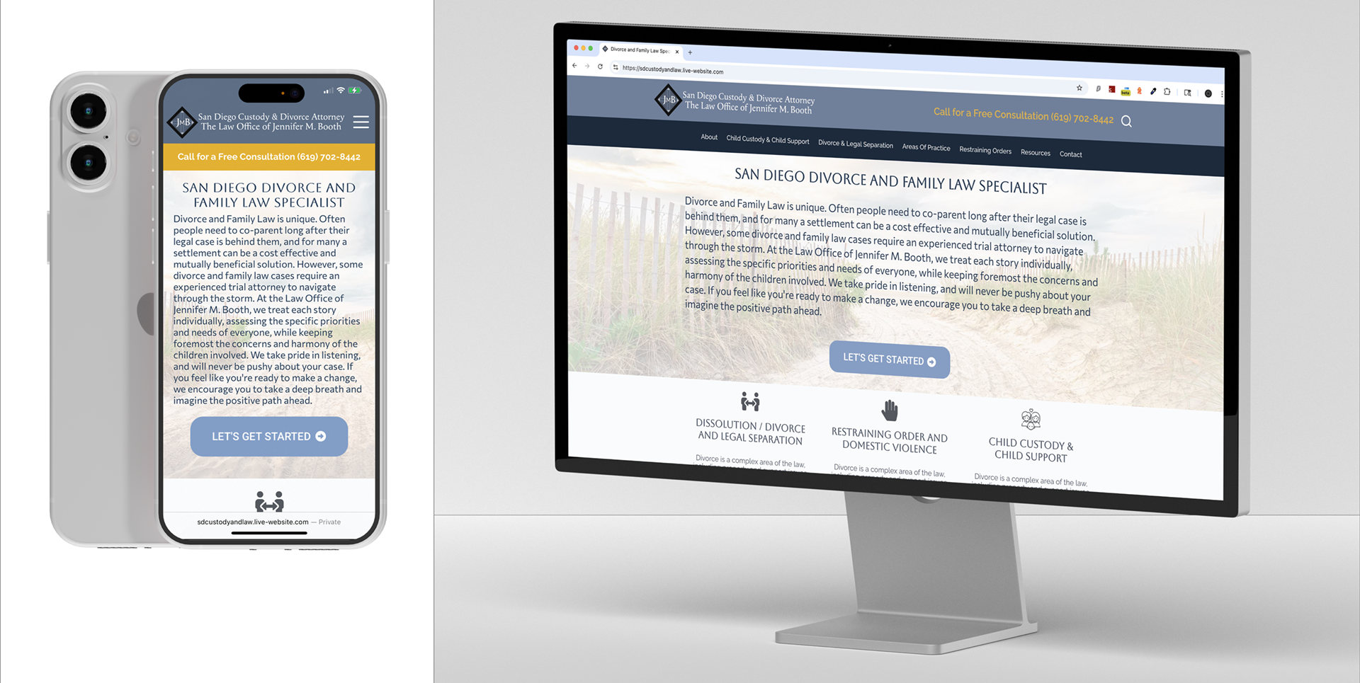 Jennifer Booth Attorney mobile and desktop site views