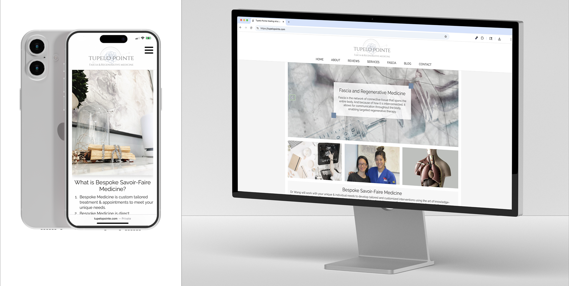 Tupelo Pointe Healing mobile and desktop site views