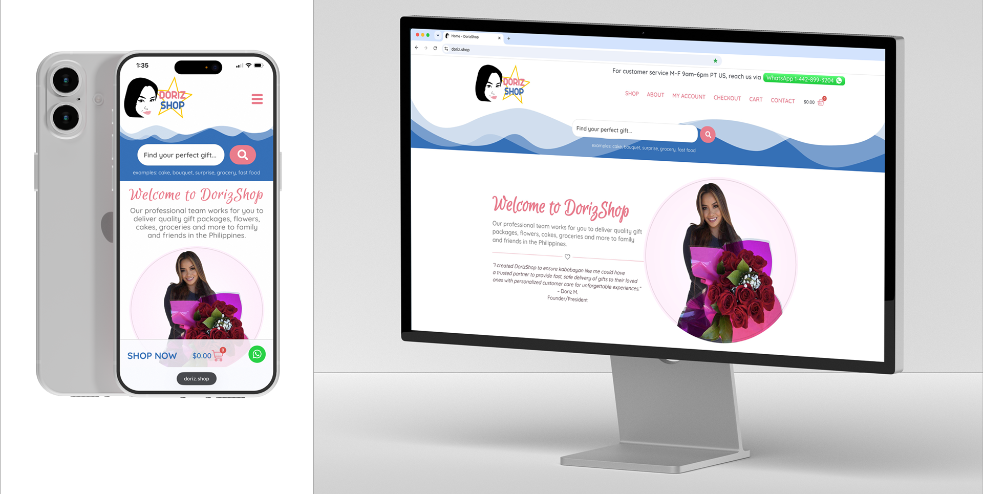 Doriz Shop | mobile and desktop views