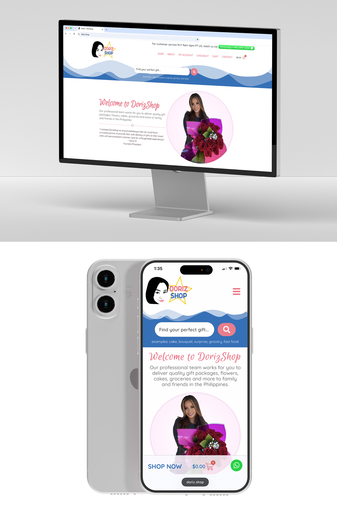Doriz Shop | mobile and desktop views
