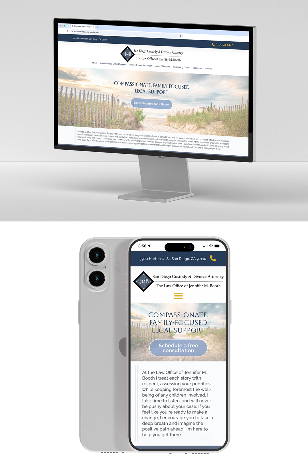 Jennifer M. Booth website | mobile and desktop views